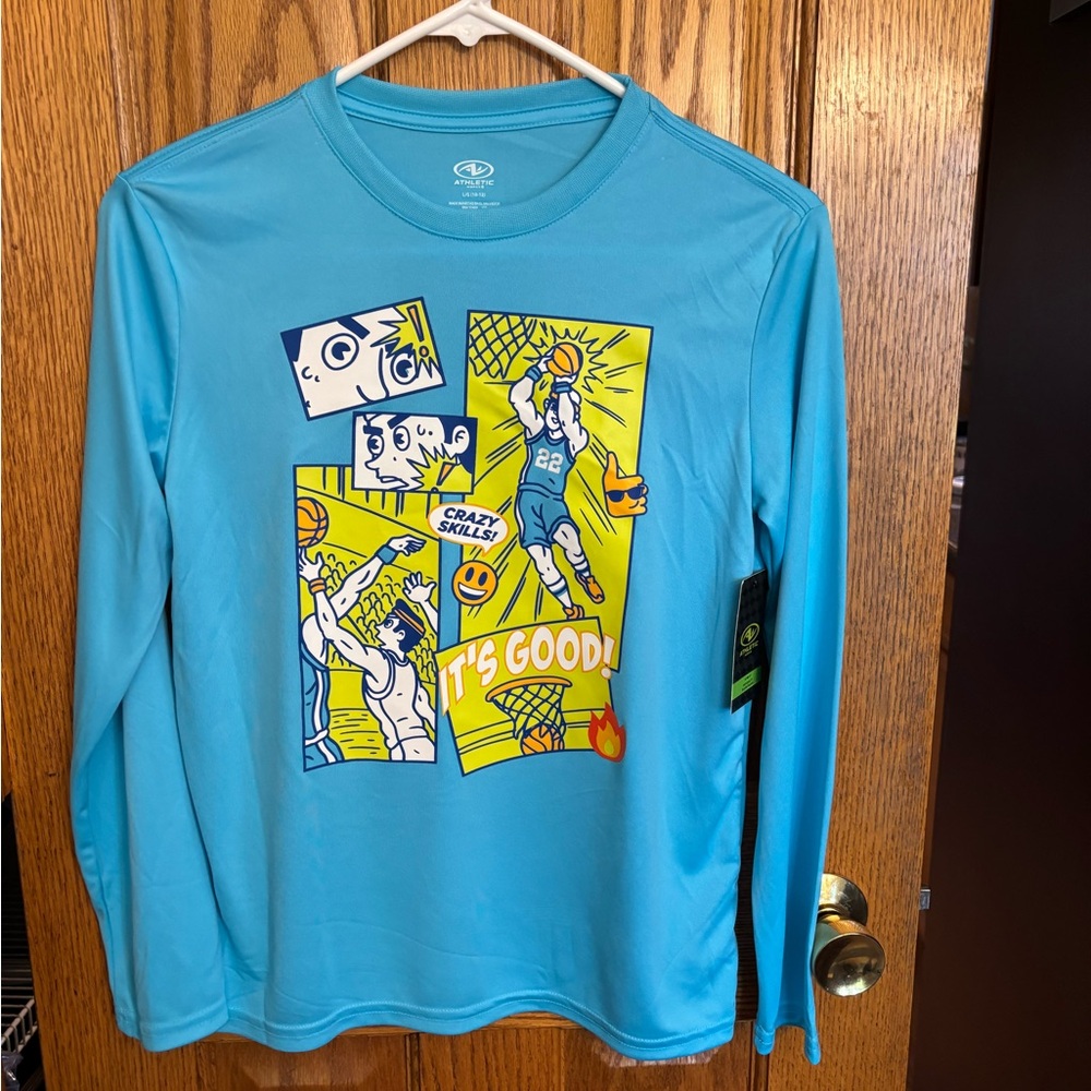 💕5/25💕Athletic Works Light Blue Long Sleeve Shirt Size L 10 / 12 NWT